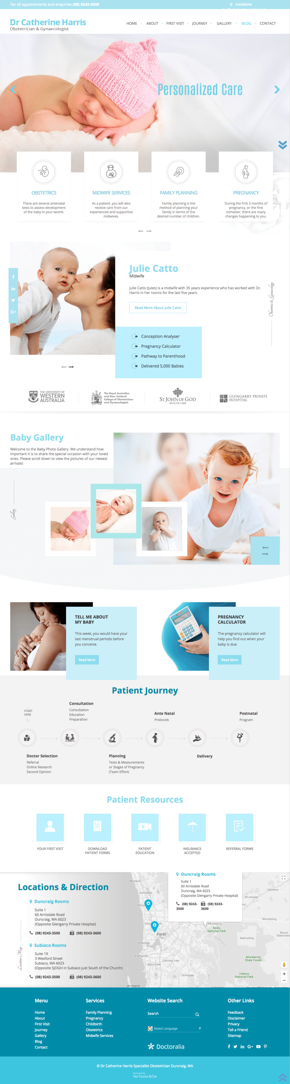 A screenshot of a website with a baby on it.