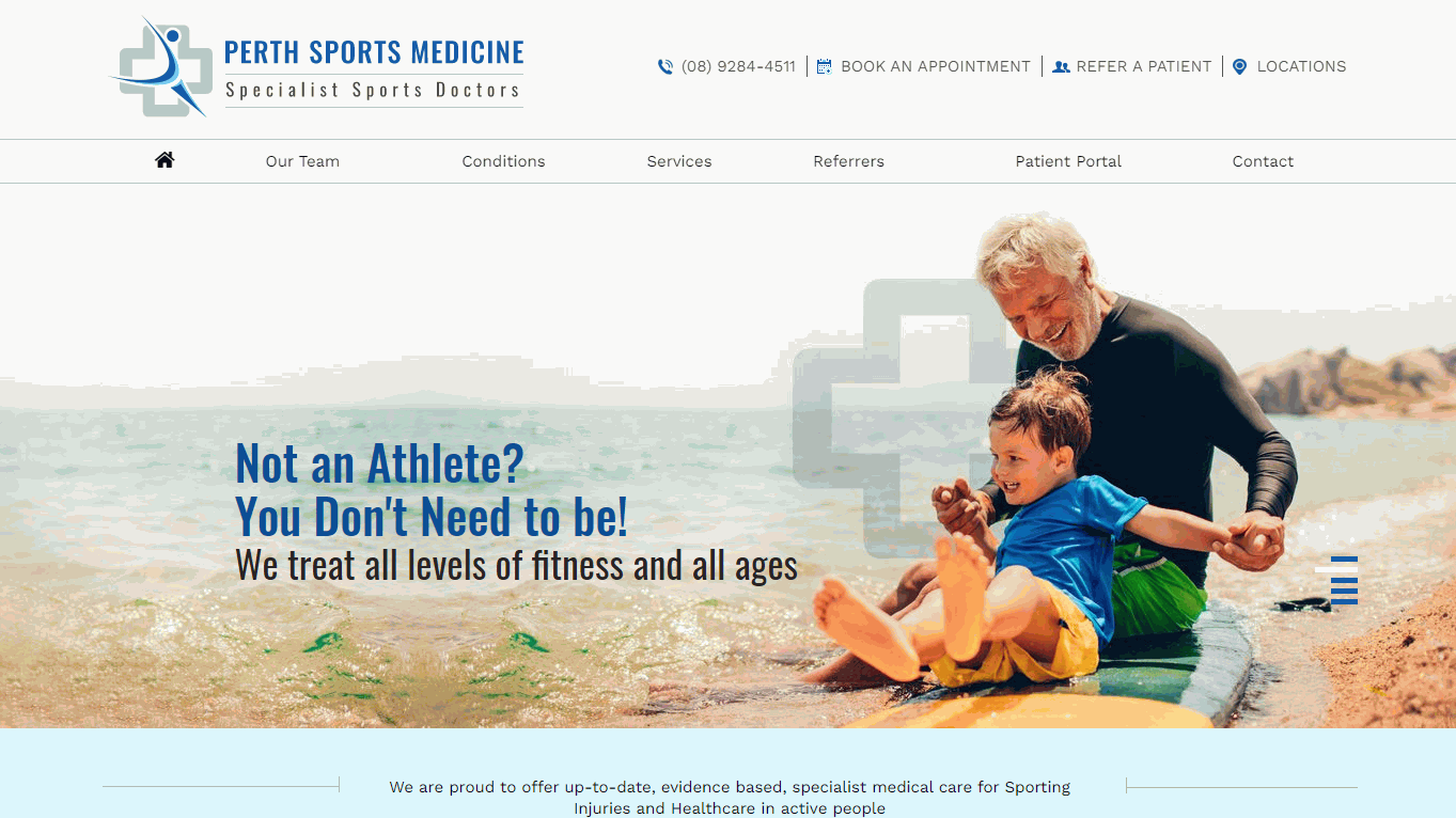 Sports Medicine Website Design, Perth