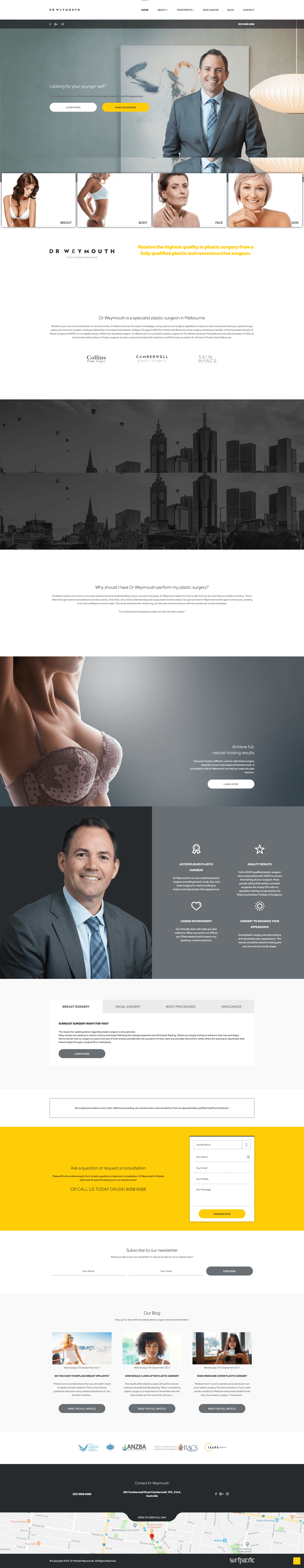 Dr Weymouth, Plastic Surgeon Melbourne, website design