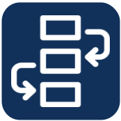 A blue icon with arrows pointing in opposite directions.