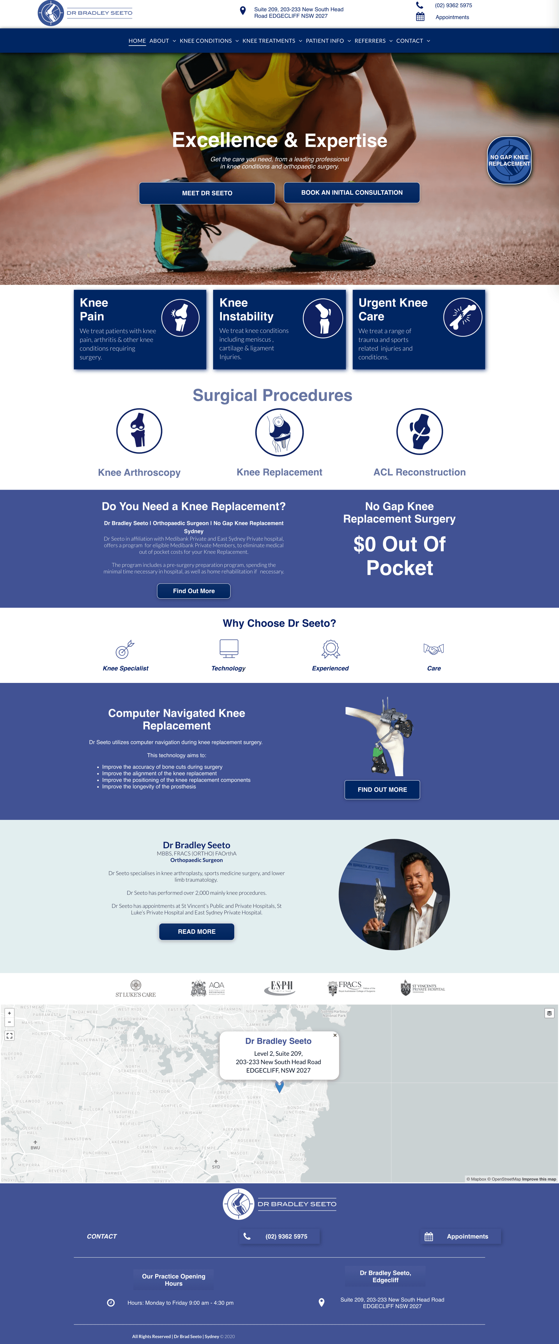 Custom Design for Knee Surgeon Practice Website  Mobile Version