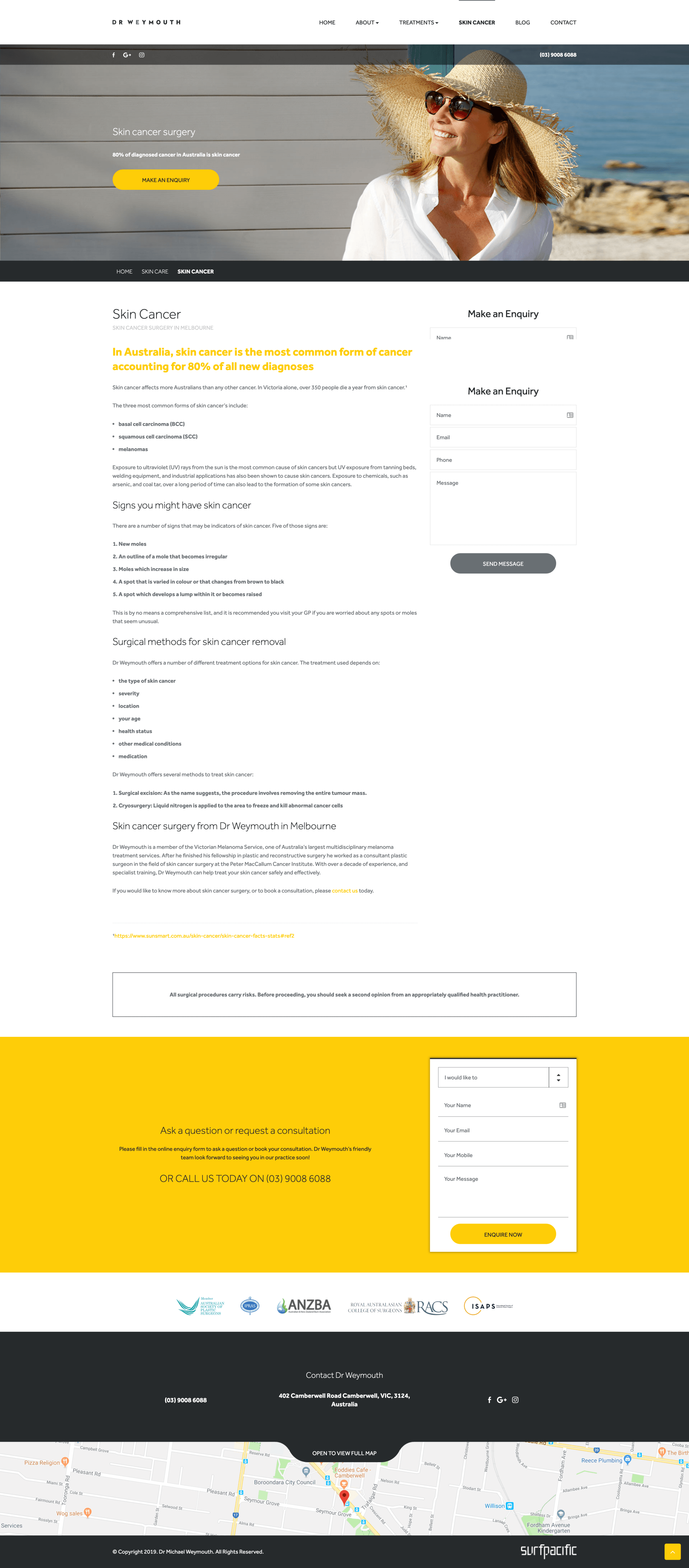 Skin Cancer Surgery in Melbourne, website design