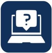 A laptop with a question mark in a speech bubble.