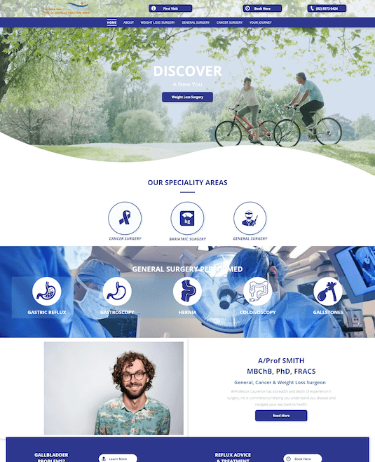 A screenshot of a website for a doctor 's office.