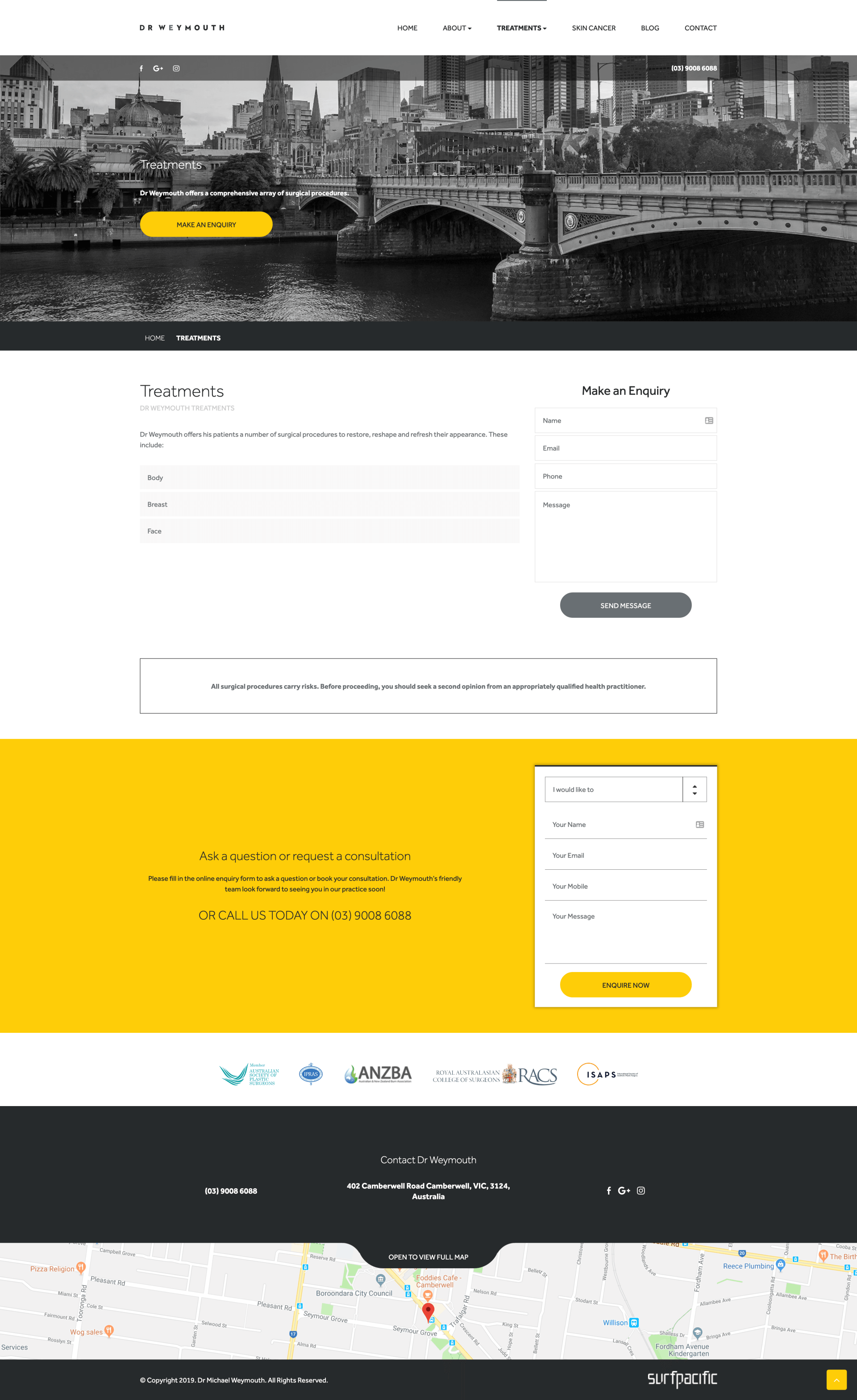 A black and white photo of a bridge over a river on a website.