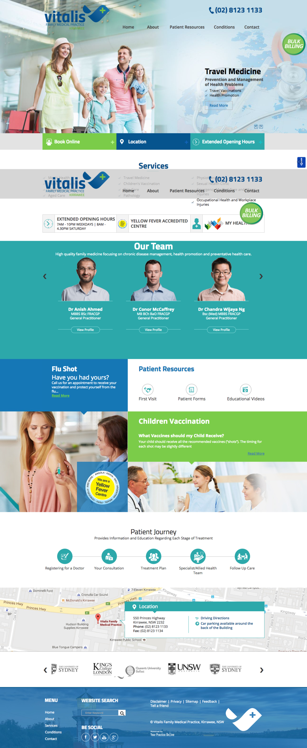 A screenshot of a website with a family on it.