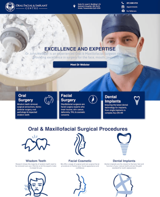 Maxillofacial Surgeon Website Desktop Design
