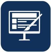 An icon of a computer screen with a brush on it.