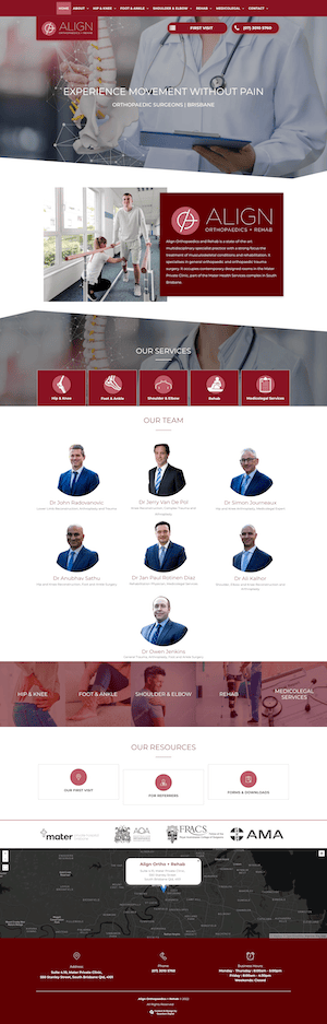 A screenshot of a website with a woman in a lab coat and a man in a suit.