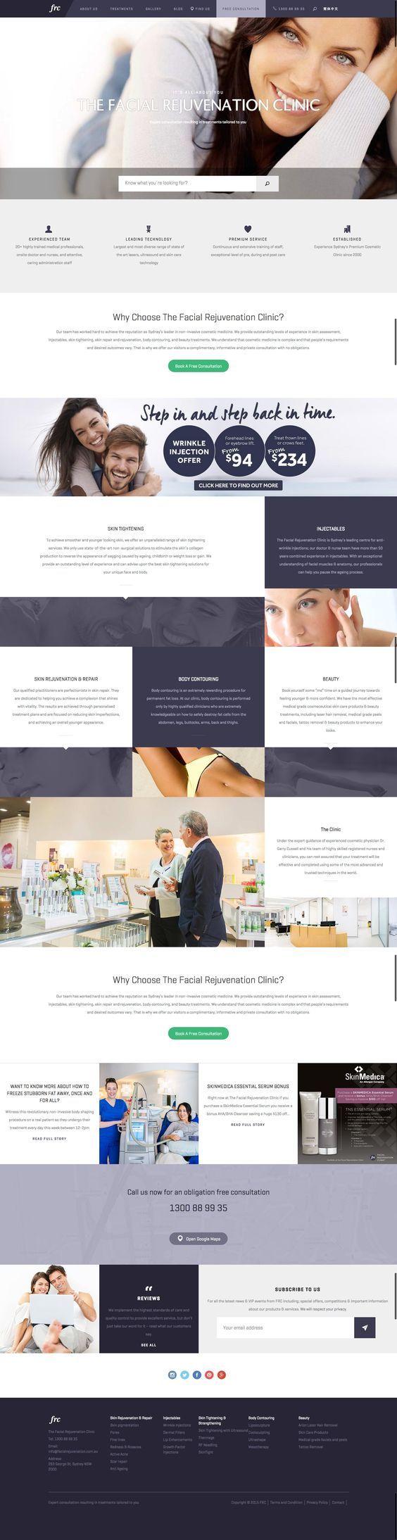 The Facial Rejuvenation Clinic website design