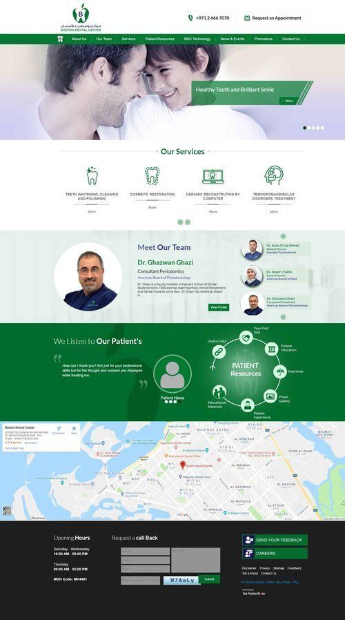 Boston Dental Centre, dental website design