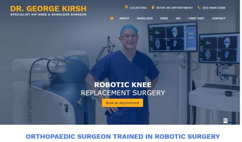 Hip Knee and shoulder surgeon website redesign