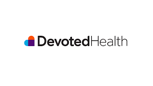 Devoted Health logo in black text with a small multicolor icon on a white background