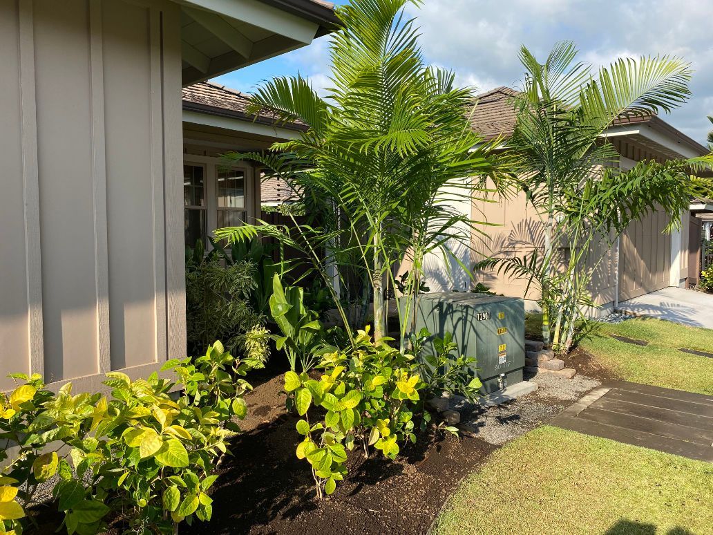 A house with a lot of plants in front of it showing a pervious landscape installation project. 