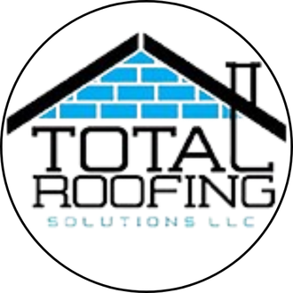 The logo for total roofing solutions llc shows a brick roof with a chimney.
