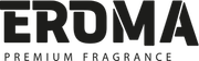 Het EROMA Premium Fragrance-logo in zwarte tekst op een witte achtergrond.