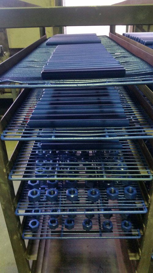 blue powder coated process