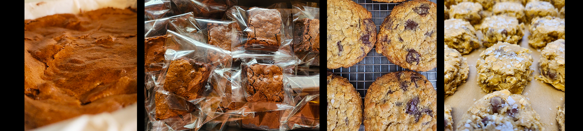 An assortment of cookies and brownies laid out next to each other