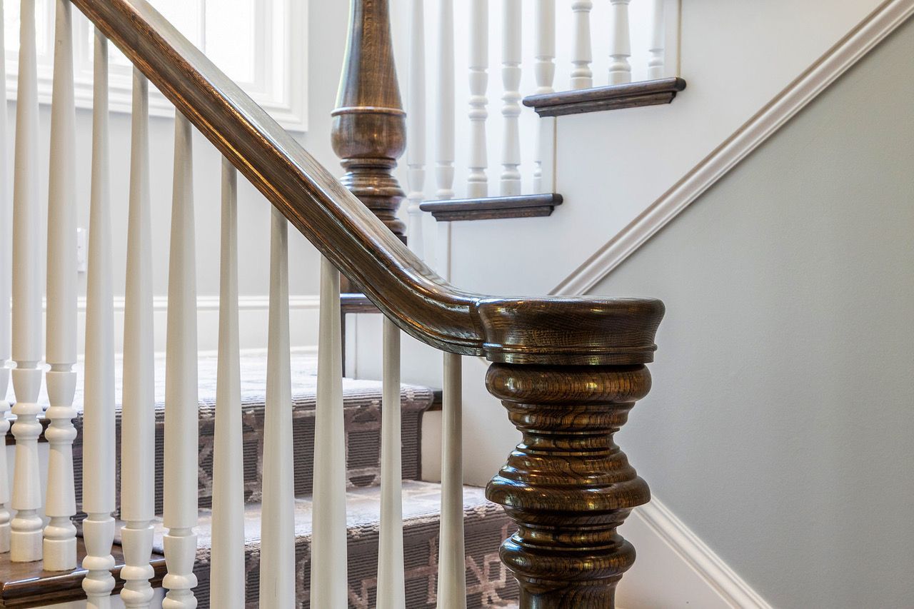 Stair handrail and banister refinish