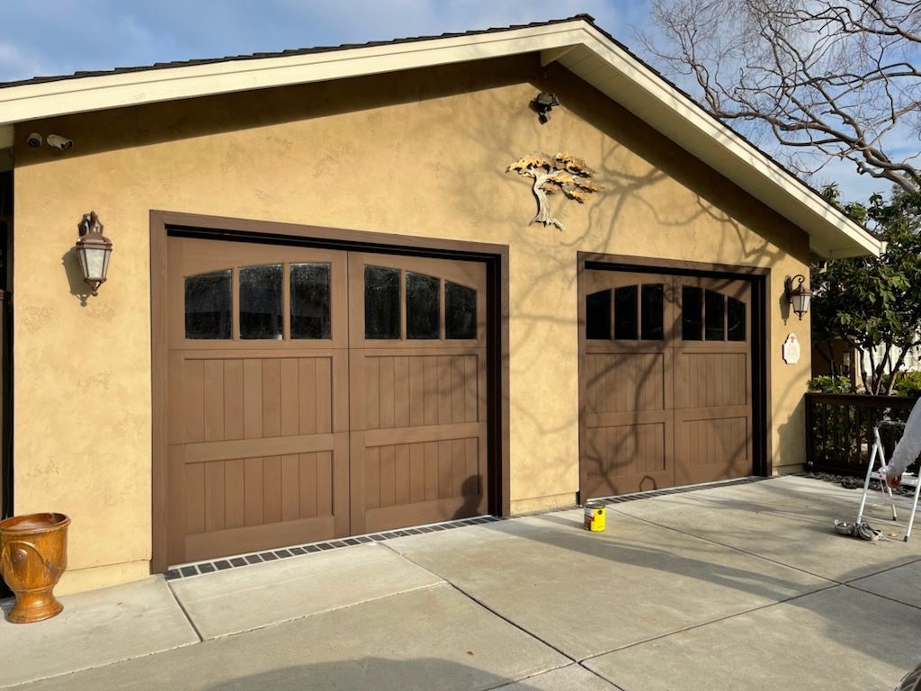 Double garage door refinish and repaint