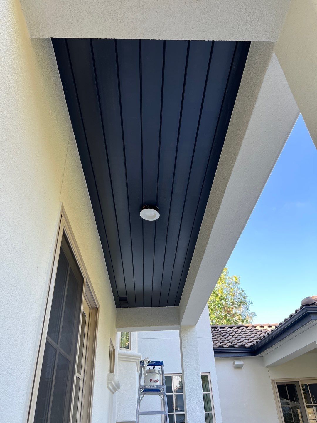 Wood siding ceiling repaint