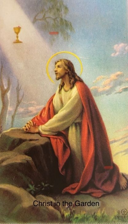 A painting of jesus praying in the garden