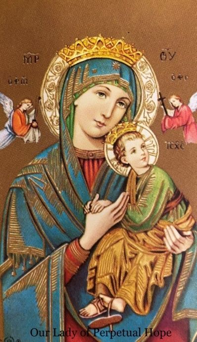 A painting of the virgin mary holding a baby jesus