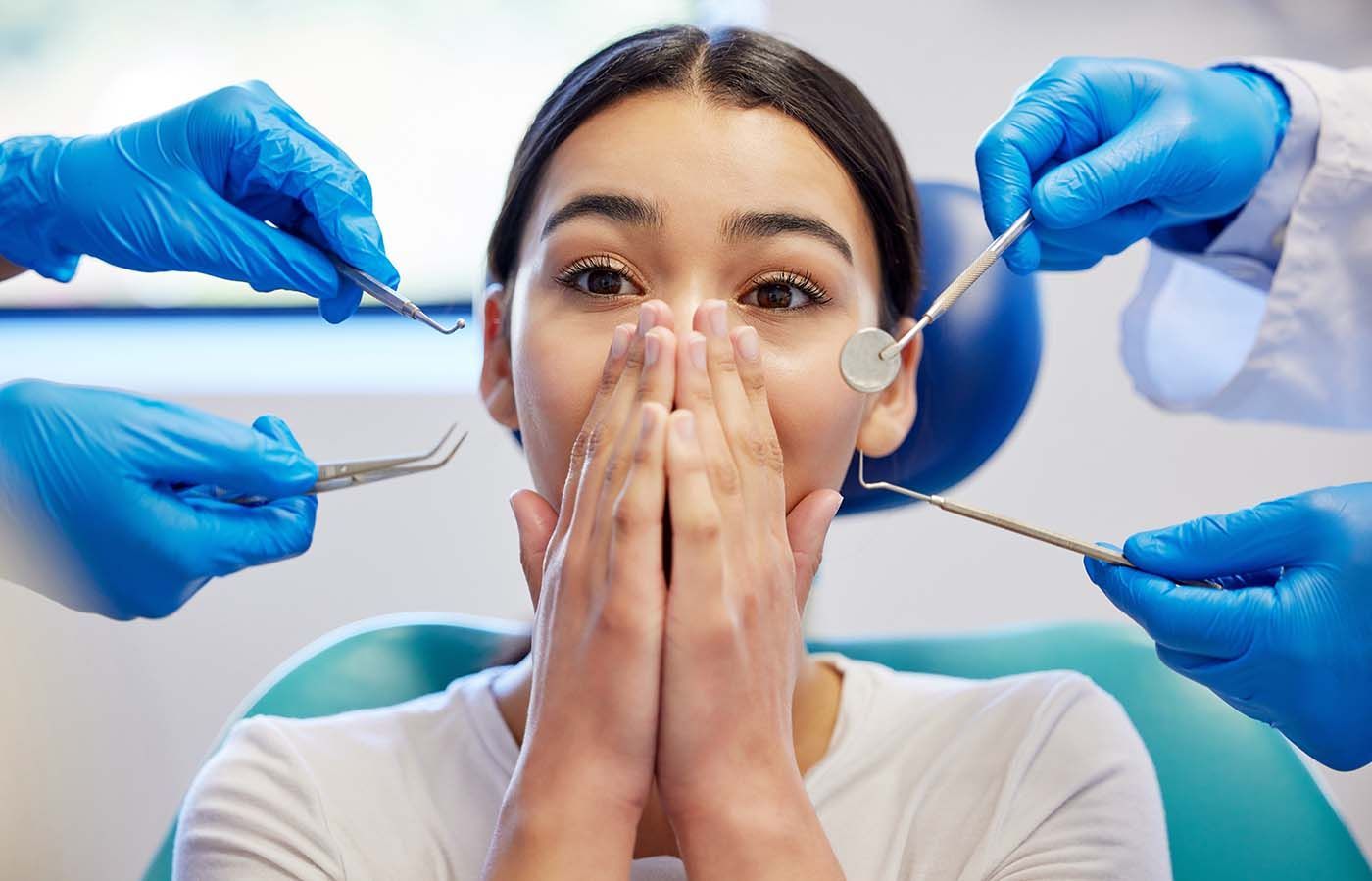 Patient who is nervous about a dental appointment due to dental anxiety. 