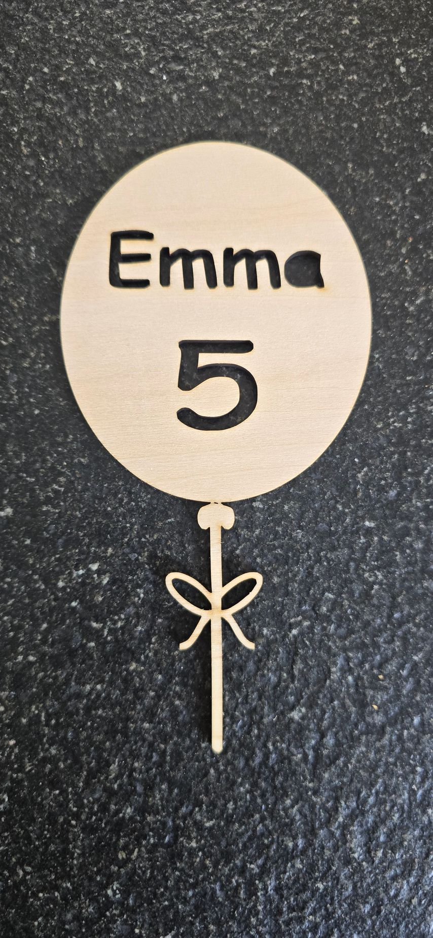 Wooden balloon cake topper with 