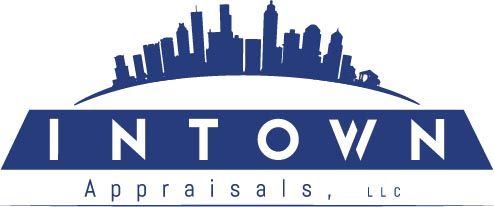 Logo for InTown Appraisals: blue skyline, 