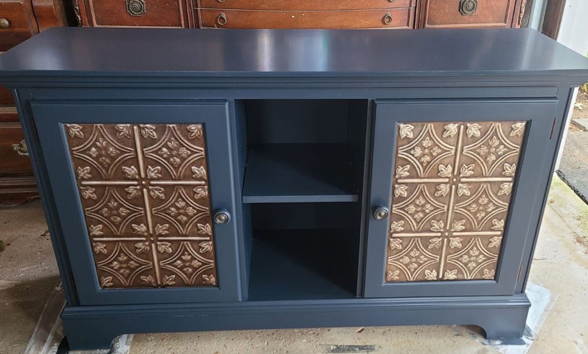 Blue Wood Chest Cabinet