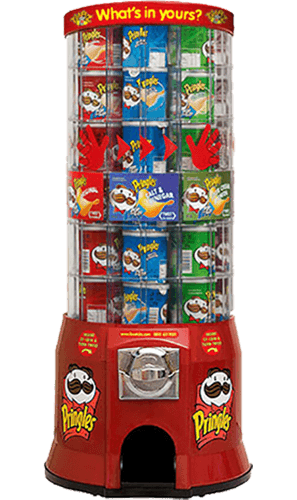 a red Pringles vending machine