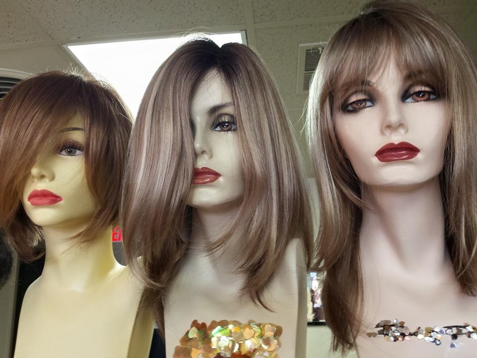 Three Mannequin Heads Wearing Different Wigs — Strongsville, OH — Wig Studio LLC