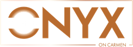 Logo for Onyx on Carmen, featuring the word "Onyx" in a modern typeface, with "On Carmen" below.