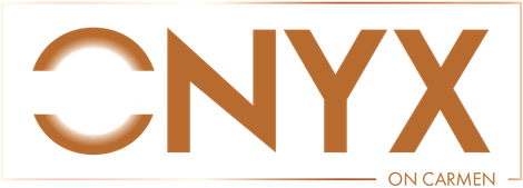 Logo for Onyx on Carmen, featuring the word "Onyx" in a modern typeface, with "On Carmen" below.