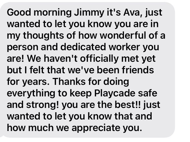 A text message that says good morning jimmy it 's ava