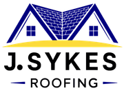 The logo for J. Sykes Roofing shows a house with a blue roof.