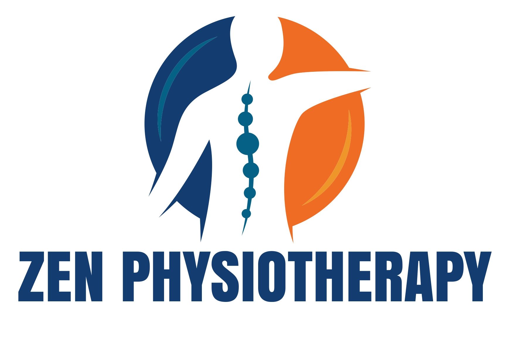 A logo for zen physiotherapy with a silhouette of a person in a circle.