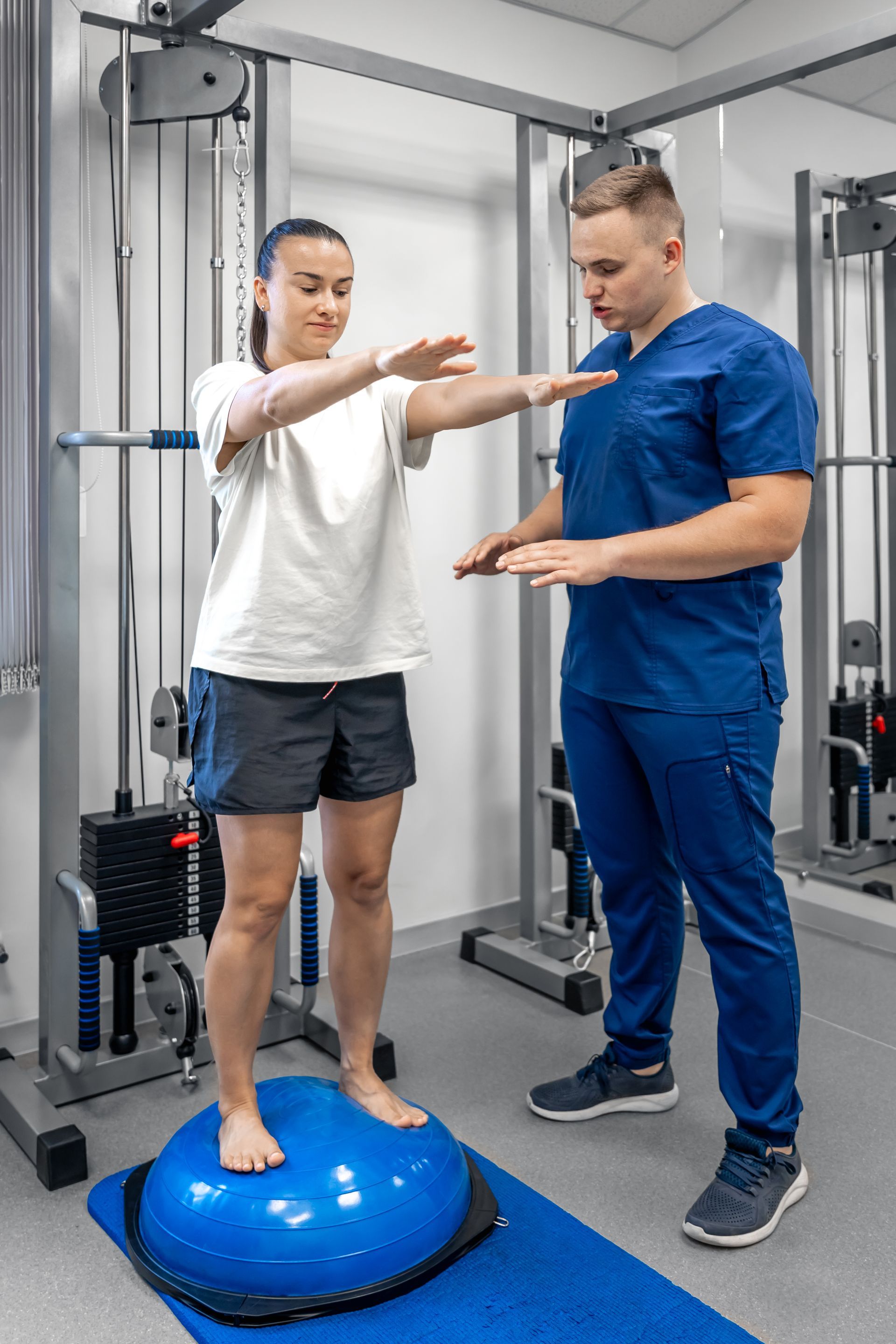 a woman checking a man's vitals