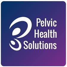 Pelvic Health Solutions logo on a purple gradient background with white text and abstract emblem