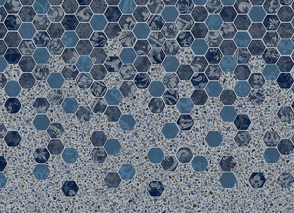 Falling Esagono / Grey Crystal Pool Liner