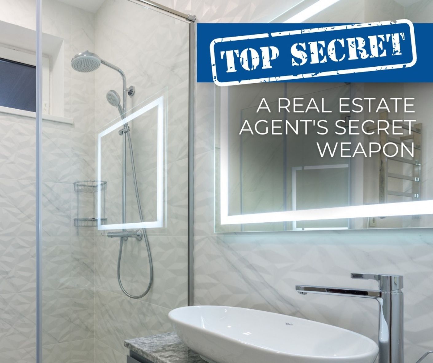 A person wearing blue gloves wipes a white surface with a pink cloth while holding a spray bottle.