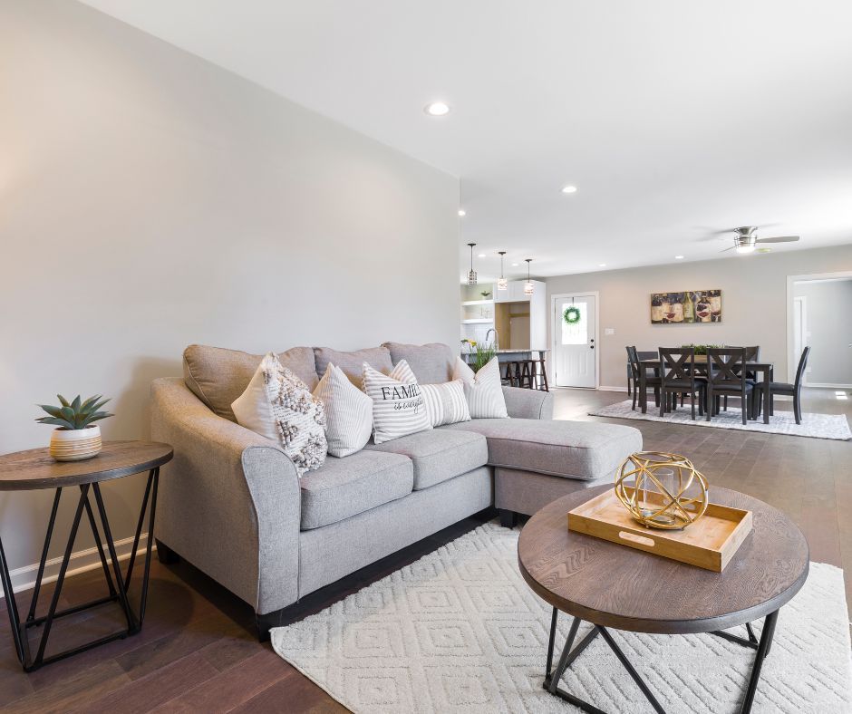 Bright, clean living room, free from clutter