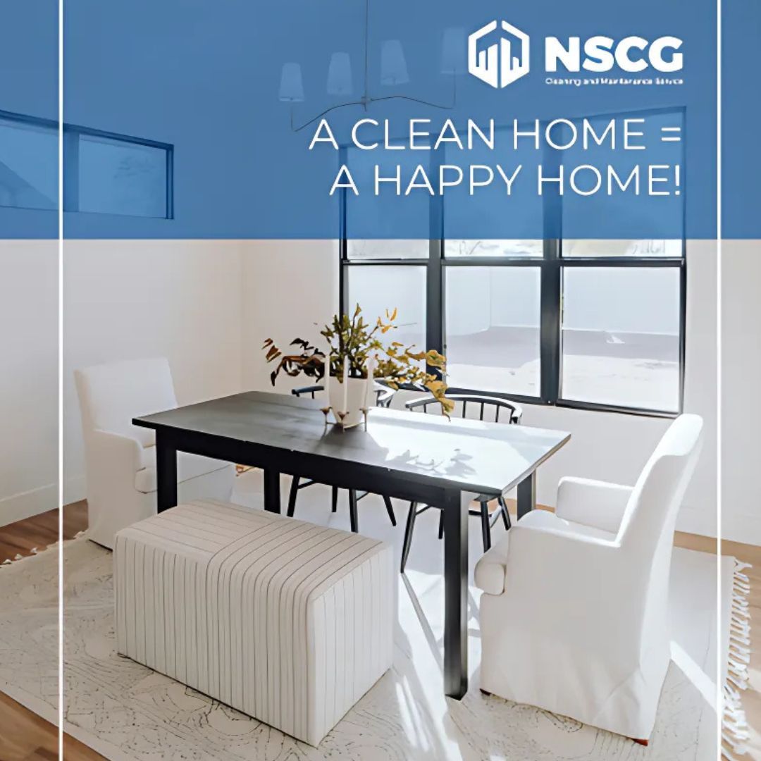 Clean dining room showing the difference between deep cleaning and regular cleaning.