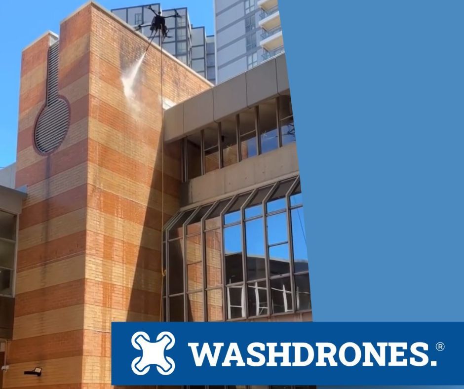 Commercial window cleaning using drones