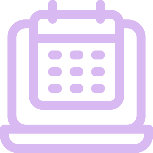 An outlined laptop with a calendar on top