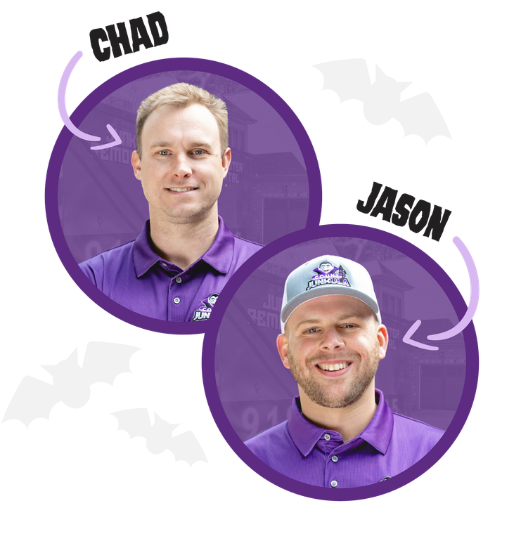 Chad and Jason, two men in purple shirts, smiling