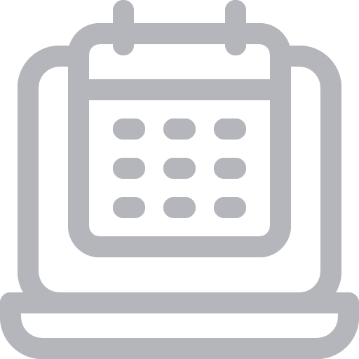 An outlined laptop with a calendar on top