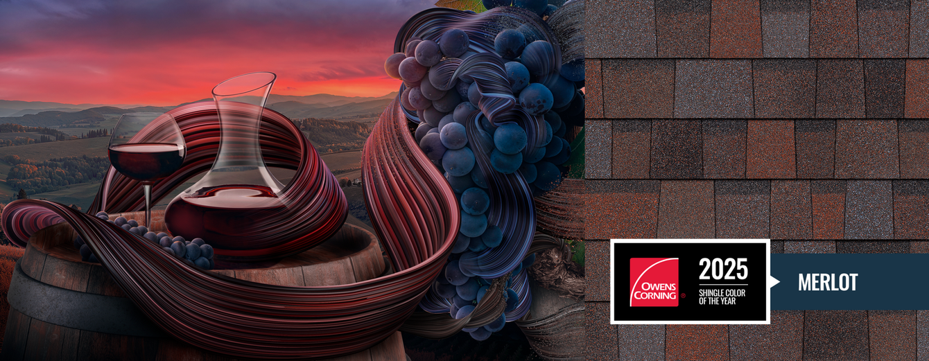 Owens Corning Preferred Contractor 2025 Color of the Year Merlot Shingle
