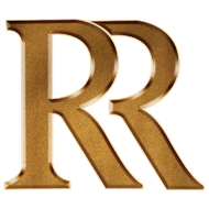 Rich Results Coaching Logo. Two gold-colored capital 